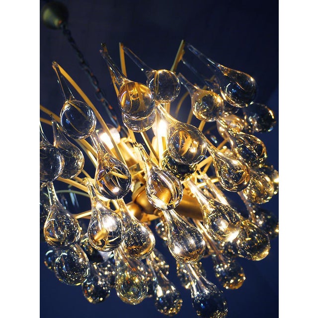German Teardrop Chandelier in Murano Glass and Brass from Palwa, 1970s For Sale - Image 4 of 13