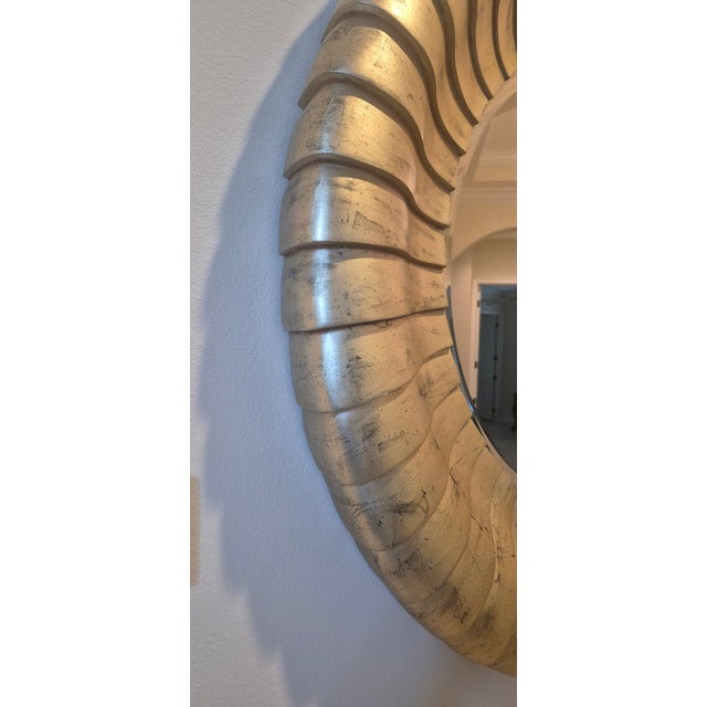 Hollywood Regency Style Gilt Scalloped Wall Mirror For Sale In Savannah - Image 6 of 6