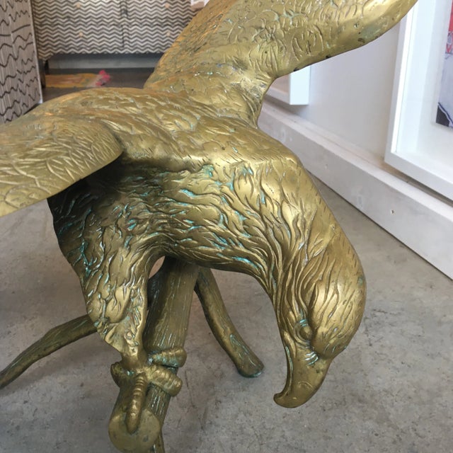 Figurative Vintage Solid Brass Faux Bois Eagle Sculpture For Sale - Image 3 of 13