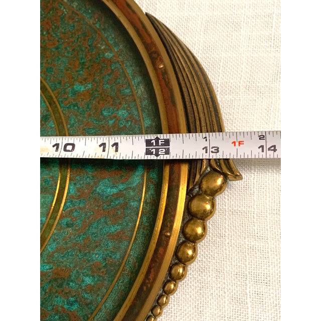 1930s 1930s Art Deco Arts & Crafts Carl Sorensen Round Bronze Cocktail Tray Barware Office Decor For Sale - Image 5 of 9