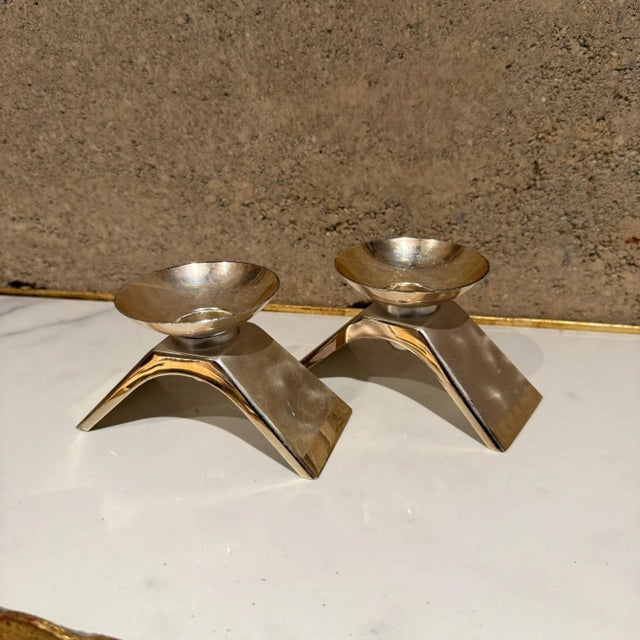 Pair Vintage Mid Century WMF Ikora Silver-Plated Candlesticks For Sale - Image 15 of 17