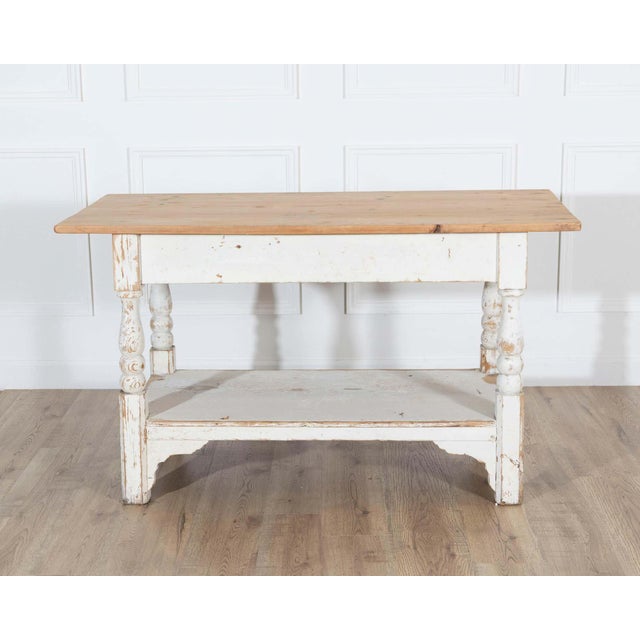 Wood 19th Century Swedish Painted Pine Cutting Table with Drawer For Sale - Image 7 of 8