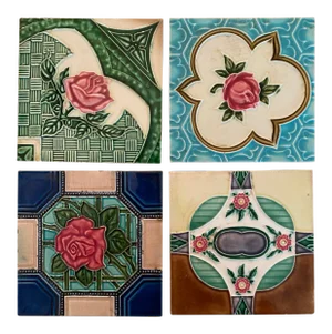 Late 19th Century Art Nouveau Majolica Style Tiles
