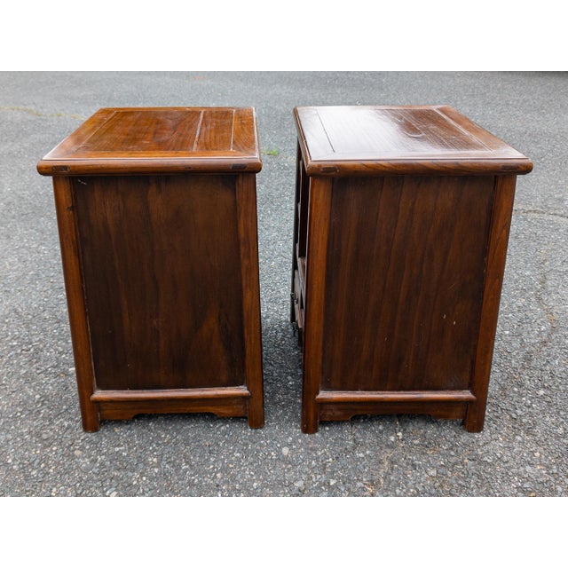 Early 20th Century Pair of Chinese Elm Cabinets for End Tables or Nightstands For Sale - Image 13 of 14