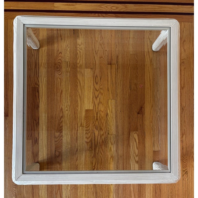 Vintage 1970's Split Reed Waterfall Coffee Table With Glass Top & Matching End Table For Sale - Image 12 of 18