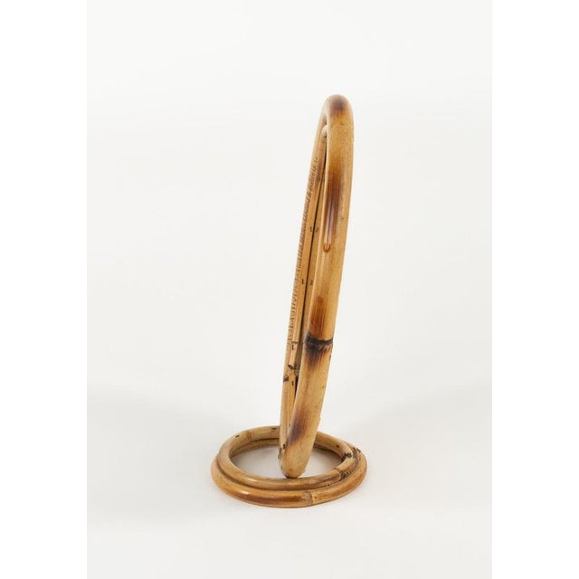Mid-Century Oval Table Vanity Mirror in Bamboo and Rattan, Italy, 1970s For Sale - Image 6 of 13