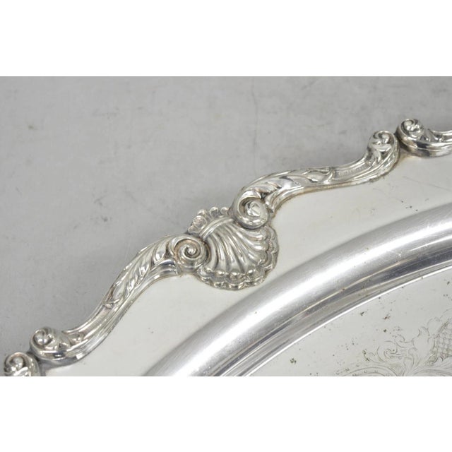 Vintage English Silver Mfg. Silver Plated Large Oval Butlers Platter Bar Tray For Sale - Image 10 of 17