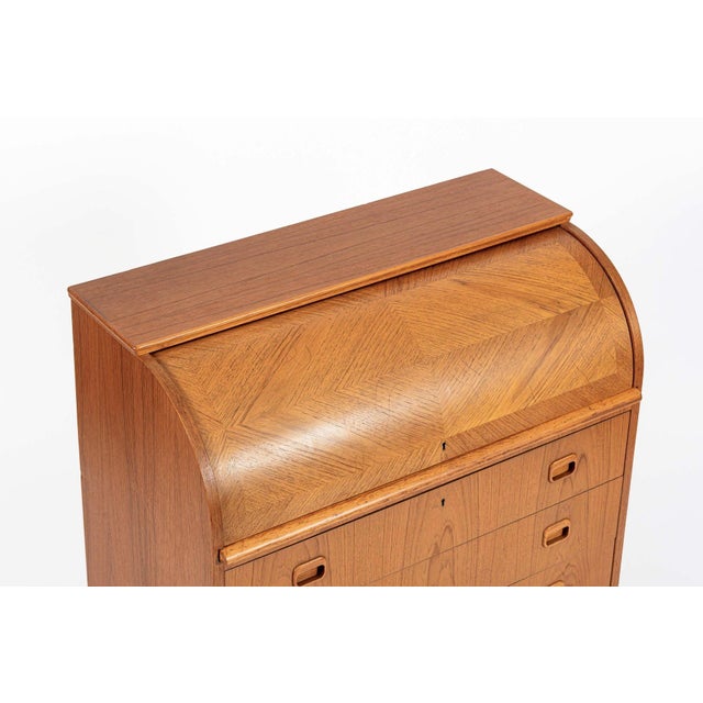 1960s Mid Century Swedish Teak Rolltop Secretary Desk by Egon Ostergaard For Sale - Image 5 of 13