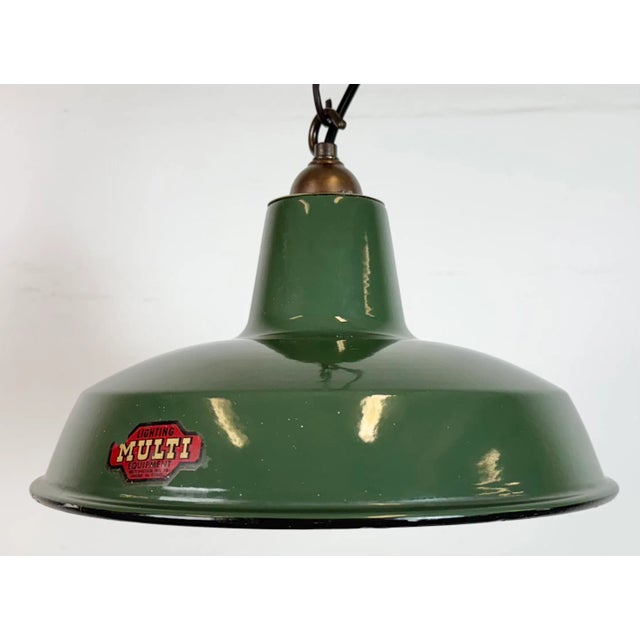 Industrial Green Enamel Factory Pendant Lamp from Multi Electrical Co., 1960s For Sale - Image 6 of 18
