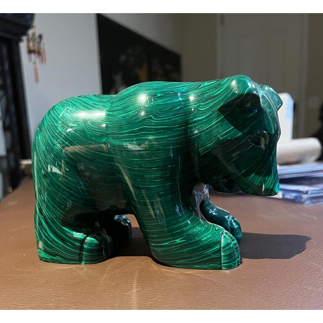 Little tough guy malachite bear. Easy to place him on a shelf or desk for display and show off his deep green colors and...