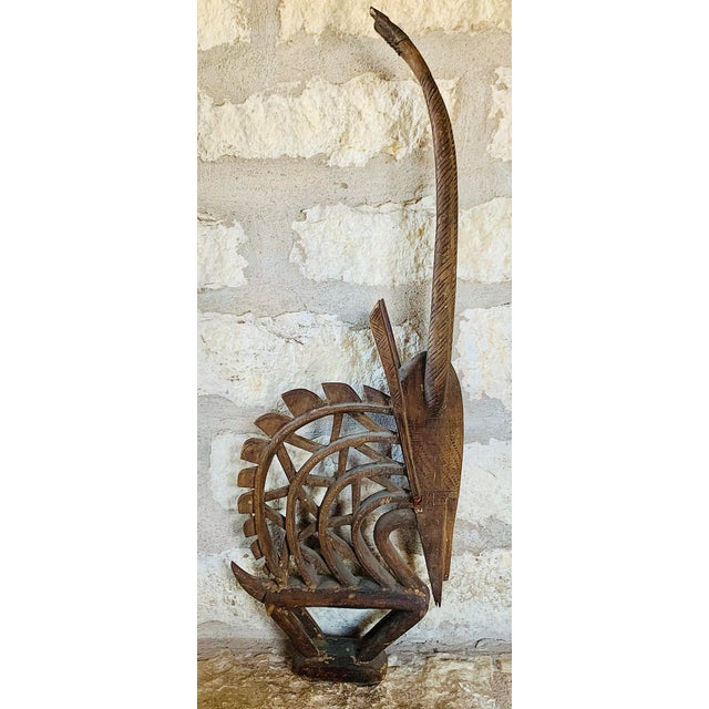 Wood African ‘Ci Wara’ Male Antelope Wood Carved Ceremonial, Tribal Art Headdress of the Bamana Peoples of Mali For Sale - Image 7 of 12