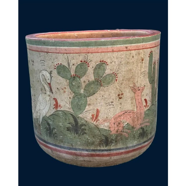Mexican Rare Vintage Tonala Mexico Ceramic Large Planter Pot For Sale - Image 3 of 12