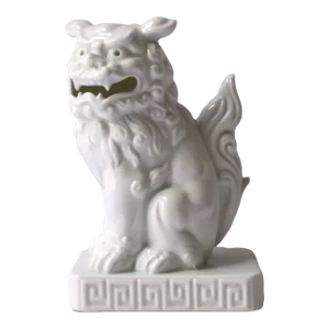 White Porcelain Foo Dog Lion Decorative Object or Bookend From Japan