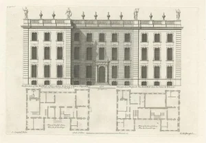 Colen Campbell, Illustration of the Bold Hall in Warwickshire in England, 1714, Print