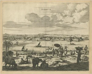 Philip Baldaeus, Indian City of Suratte Surat, 1672, Engraving on Paper