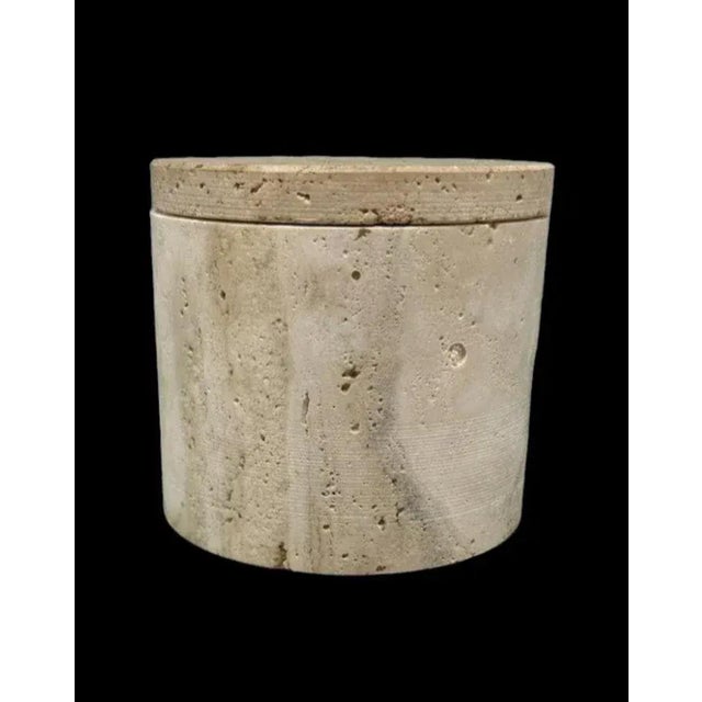 Contemporary 1990s Travertine Stone Canister and Sphere Set- 2 Pieces For Sale - Image 3 of 10