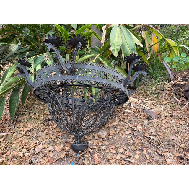 Early 20th Century Large Gothic Revival / Spanish Revival Hand-Worked Iron Chandeliers For Sale - Image 4 of 6