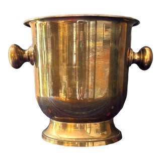 1980s Vintage Brass Wine Cooler Bucket For Sale