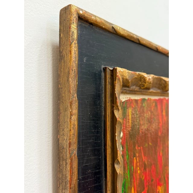 Mid 20th Century Vintage Abstract Oil on Canvas Original Frame For Sale - Image 5 of 7