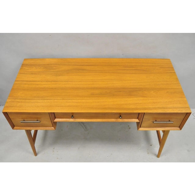 West Elm West Elm Williams Sonoma Mid Century Modern Acacia Teak Style Writing Desk (B) For Sale - Image 4 of 16