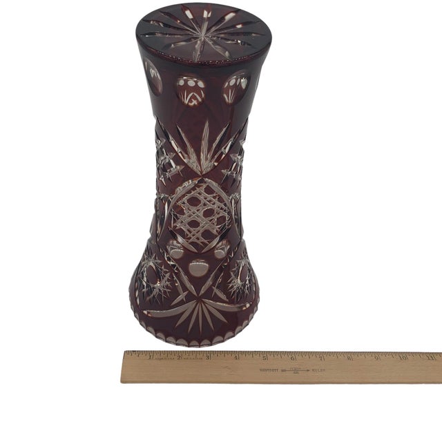 Crystal Vase Large Cut Vintage For Sale - Image 9 of 11