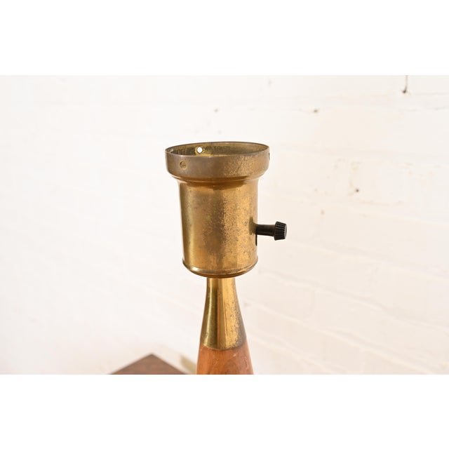 Wood Mid-Century Modern Teak and Brass Desk Lamp or Table Lamp, Circa 1950s For Sale - Image 7 of 12