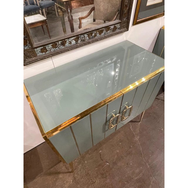 Murano Glass & Brass Side Cabinets - A Pair For Sale In Dallas - Image 6 of 8