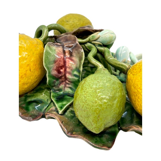 Late 19th Century French Majolica Trompe l'Oeil Wall Plaque With Lemons, Perret-Gentil, Menton For Sale - Image 5 of 7