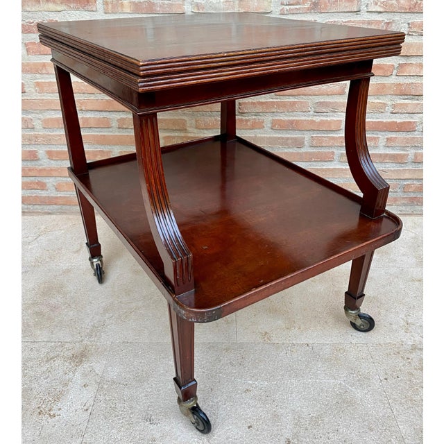 Early 20th Century Cherry Wood Serving Bar Cart with Removable Tray, 1940s For Sale In Miami - Image 6 of 18