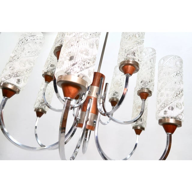 Mid-Century Teak Chandelier, 1960s For Sale - Image 12 of 14