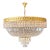 1930s Low Plafonnier Crystal Chandelier Brass Lustre Ceiling Art Deco Gold For Sale
