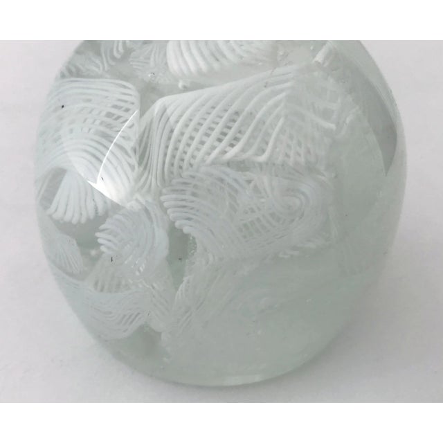 1960s White Filigrana Italian Murano Glass Paperweight For Sale - Image 9 of 11