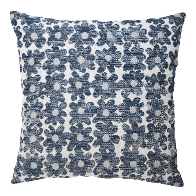 Contemporary Kevin O'Brien Daisy Navy 18" Performance Pillow For Sale - Image 3 of 3