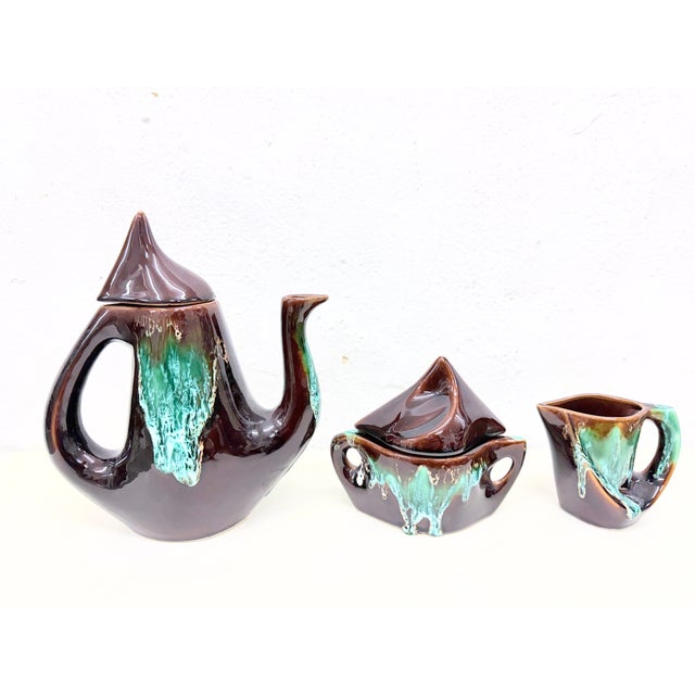 Studio Ceramic Tea Service from Vallauris, France, 1950s, Set of 7 For Sale - Image 9 of 17