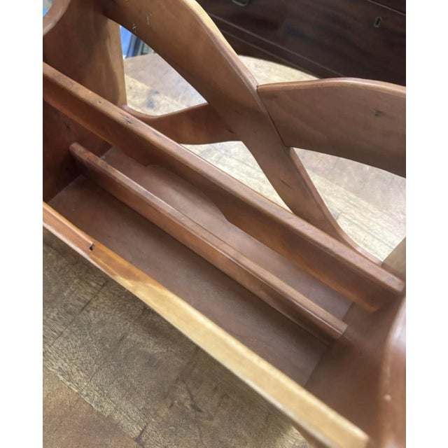 Mid 20th Century Vintage MCM Wood Magazine Rack Stand Arts & Crafts Handcrafted Jim Skaggs For Sale - Image 5 of 8