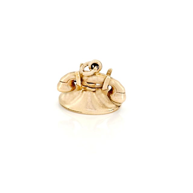 1960s Vintage 14k Articulating Rotary Dial Telephone Charm, I Love U For Sale - Image 4 of 7