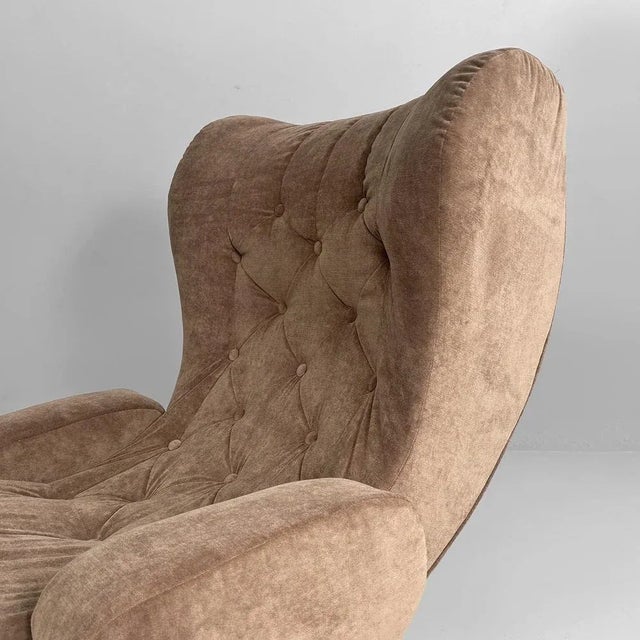 Wood Italian Modern Chair in Brown Velvet and Wood by Guido Bonzanini for Tecnosalotti, 1970s For Sale - Image 7 of 18