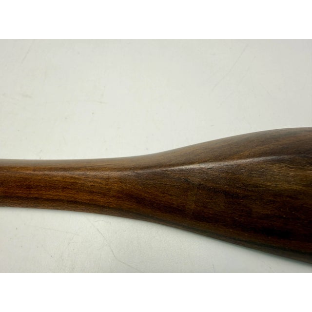 Brown Late 20th Century MCM Carved Teak Wood Mop Inlay Salad Spoon Fork Set Vintage For Sale - Image 8 of 10