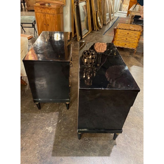 Pair of Black Lacquered Louis XVI Bedside Tables For Sale - Image 4 of 6