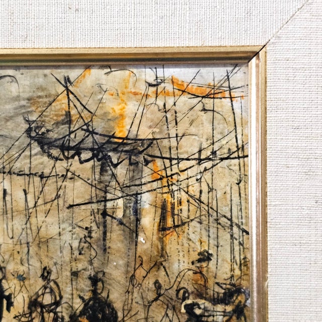 Vintage Pasquale Cucaro Oil on Board California Modernist Figurative Painting (12") For Sale - Image 4 of 12