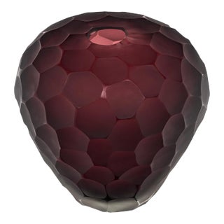 Murano Glass Burgundy “Ferro Battuto” Vase For Sale