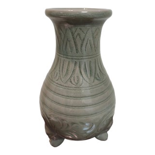Chinese Ceramic Censer Hand Carved Yaozhou Ware Celadon Three Legs Censer For Sale