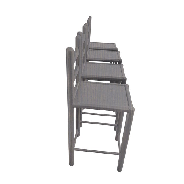 French Country Solid Oak Country French Counter Stools Weathered Gray- 4 For Sale - Image 3 of 5