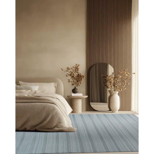 10x14 Gray Hand-Knotted Wool Striated Bands Geometric Modern Carpet Rug For Sale - Image 10 of 10