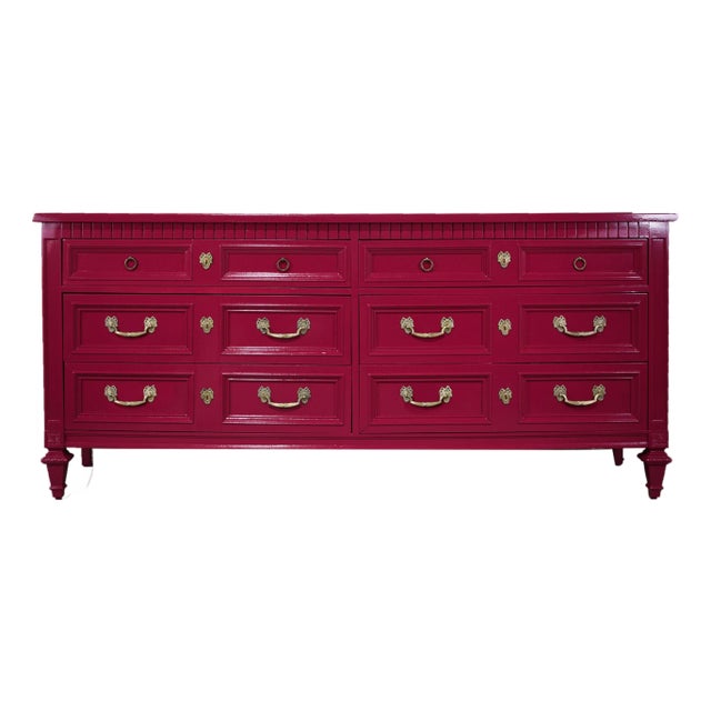 1960s Transitional 6 Drawer Dresser or Credenza by Thomasville - Newly Painted For Sale