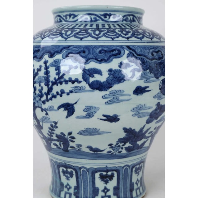 Chinese 19th Century Ching Dynasty Blue and White Temple Vase For Sale - Image 3 of 8