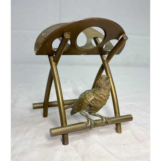 Figurative Antique 19th Century Solid Gilt Bronze Bird Pen/ Pipe Holder Stand Statue 1800's For Sale - Image 3 of 15