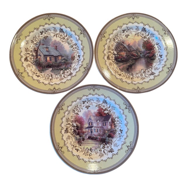 2005 Spode Thomas Kinkade “Cottage”, Dinner Plates, 11” – Set of 3 For Sale