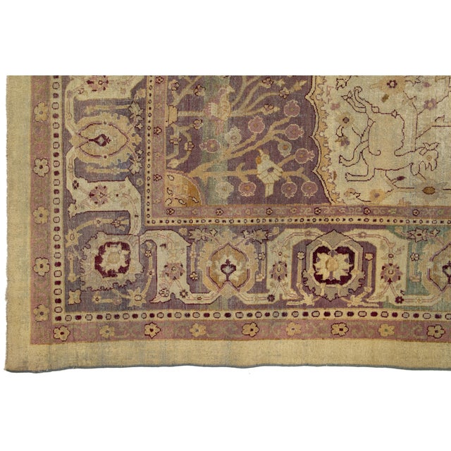 Late 19th Century Antique Wool Rug Agra From the 1890s With Medallion Design For Sale - Image 5 of 10