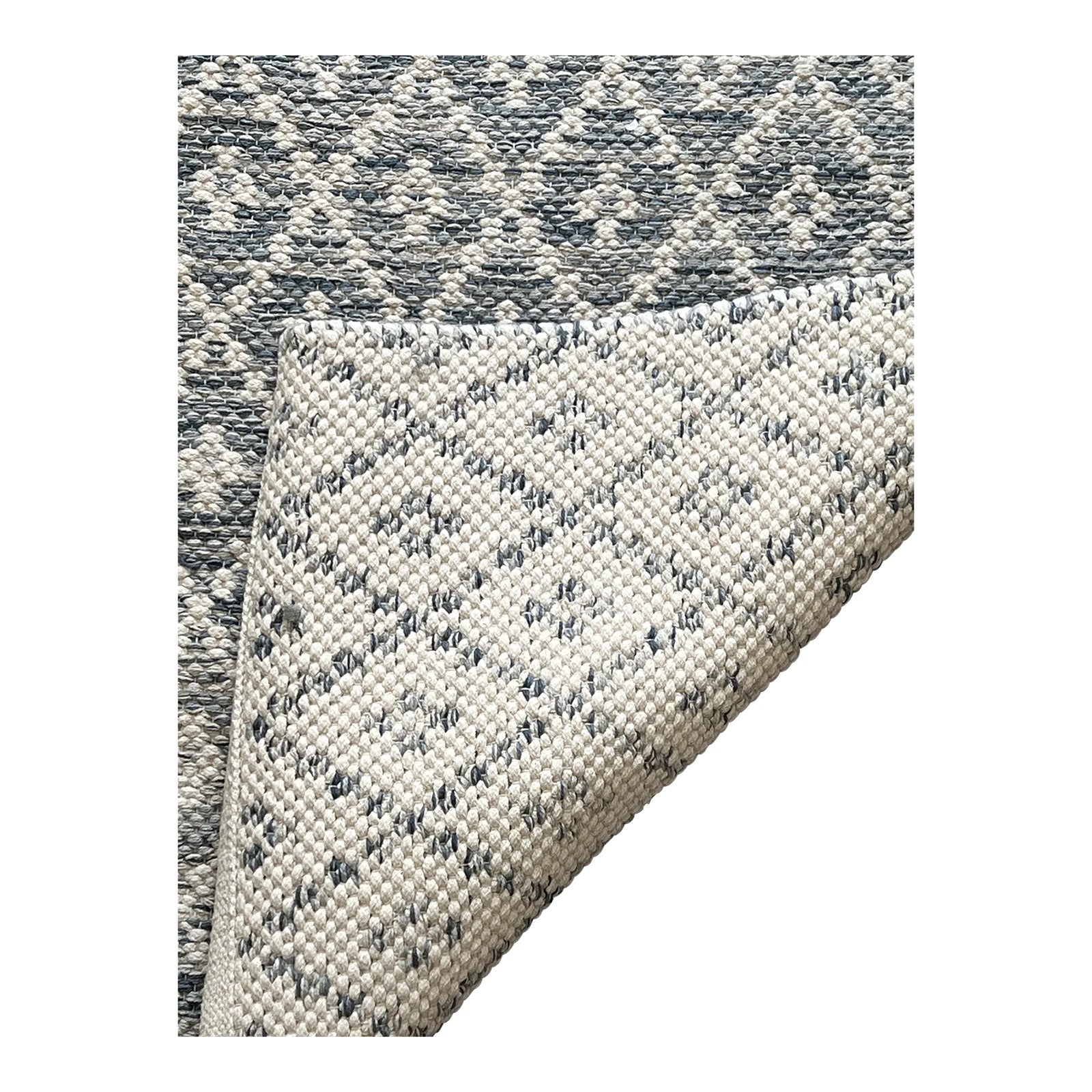 New! Dash & Albert by Annie Selke Melange Diamond Blue Woven Cotton Rug